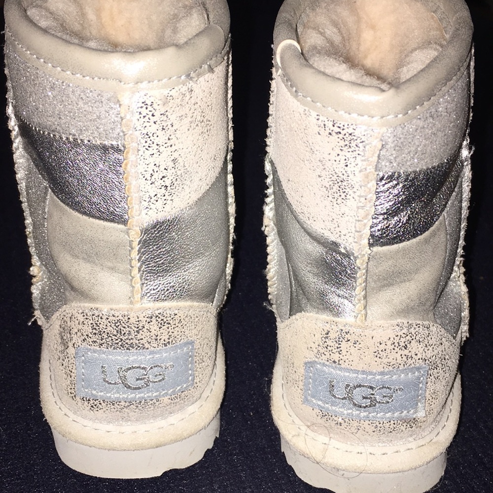 Kids UGG Boots Silver Patchwork Boots - Picture 2 of 3